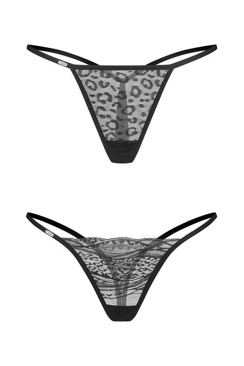 Obsessive Clara 2-pack thong Majtki stringi, czarny