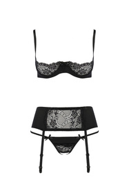 Casmir Aurelia set Nocna komplet półbiustonosz + stringi + pas do pończoch, black
