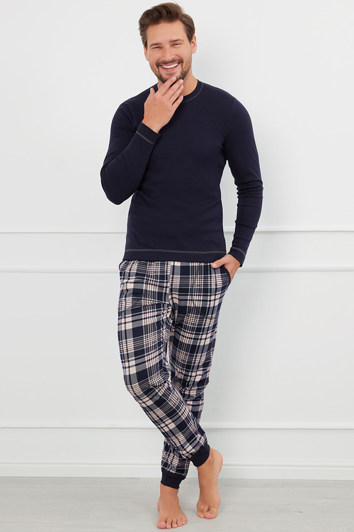 Italian Fashion Brit dł.r. dł.sp. Nocna piżama, granat/druk